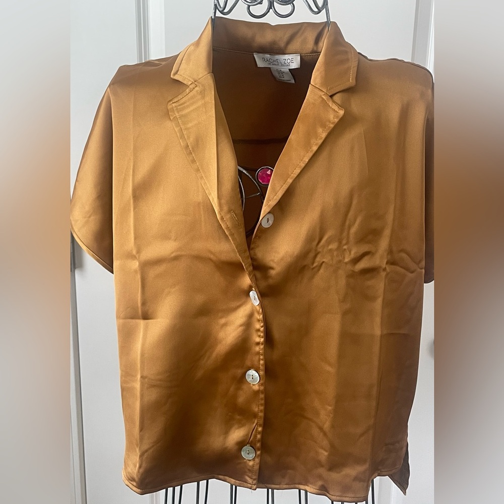 Rachel Zoe Bronze Silky blouse size M